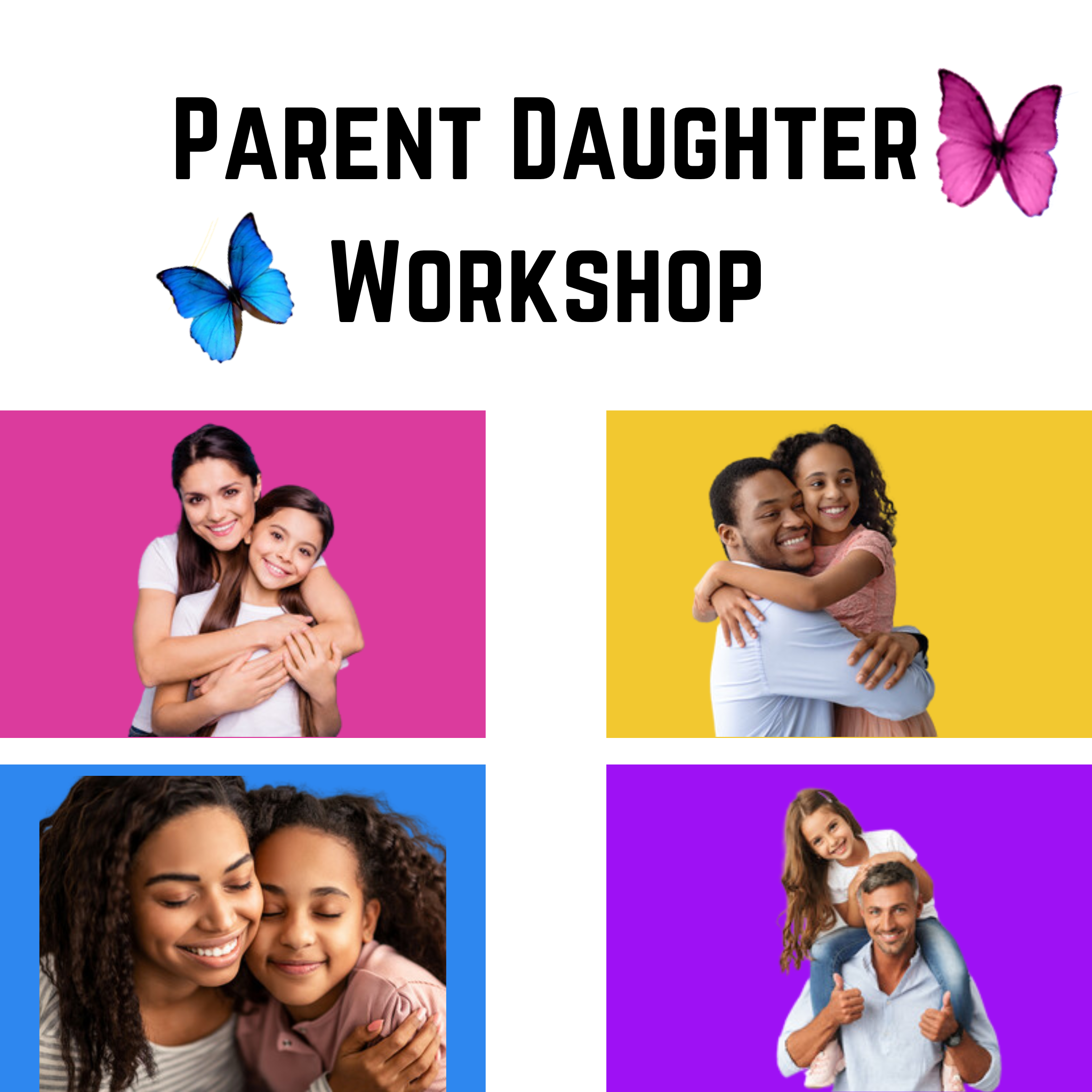 HerTruSelf 90-Minute Parent-Daughter Workshop: Join us for a transformative session creating a safe space within your household. Explore strategies for open communication, emotional expression, and understanding. Strengthen the parent-daughter bond and foster a nurturing environment. Stay tuned for an important email with scheduling instructions. Check your inbox within the next 24 hours. For assistance, reach us at info@hertruself.com. Dedicated to ensuring a exceptional journey for your daughter!
